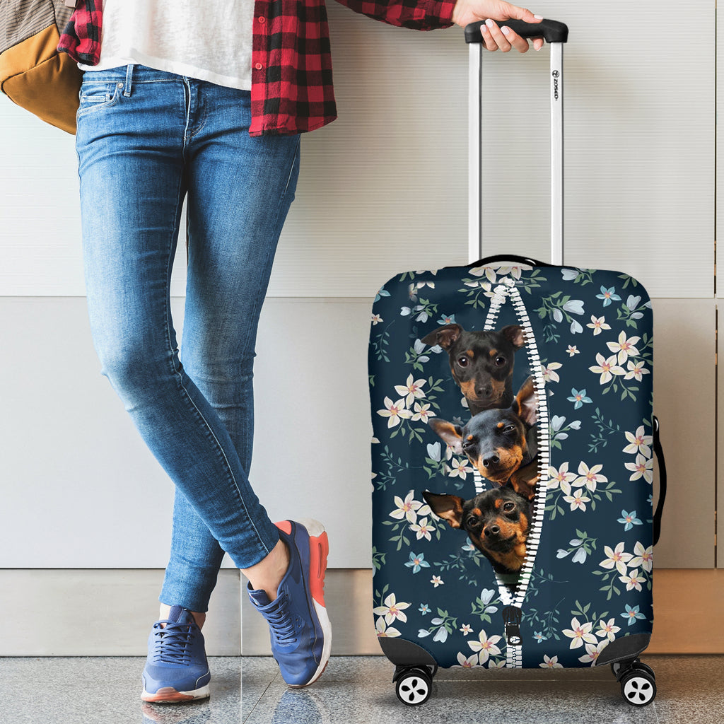 Miniature Pinscher-Flowers-Luggage covers