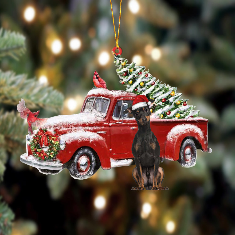 Miniature Pinscher 2-Cardinal &amp; Truck Two Sided Ornament