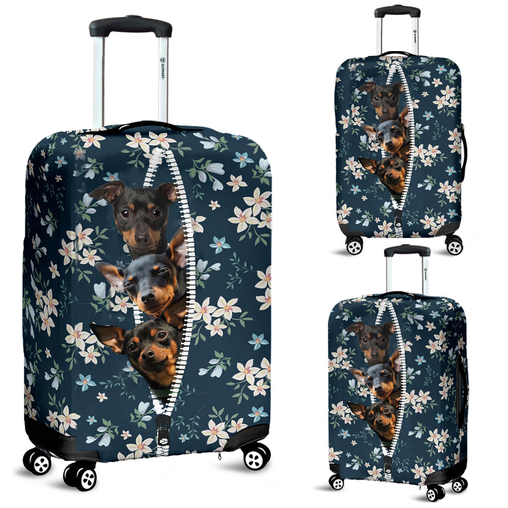 Miniature Pinscher-Flowers-Luggage covers
