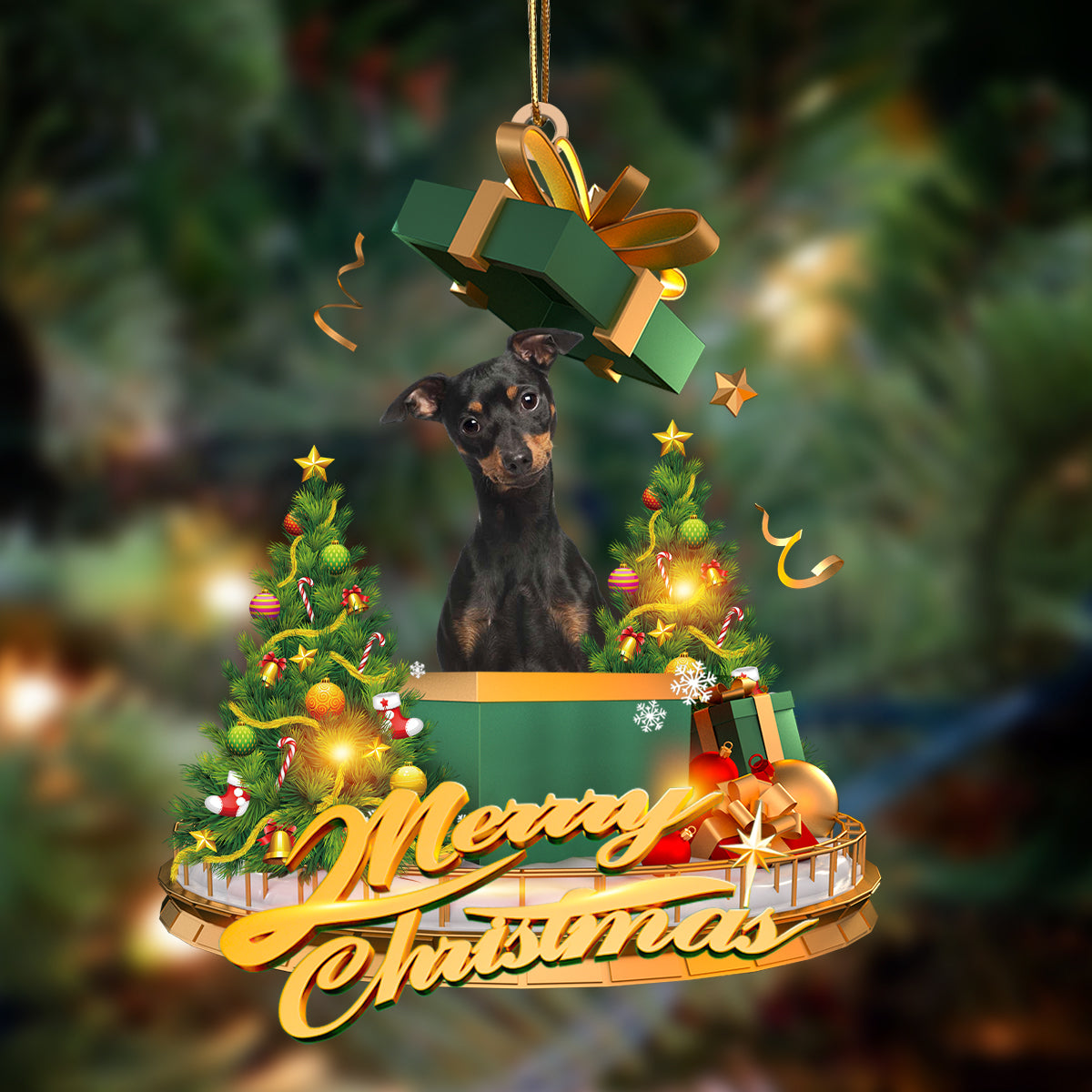 Miniature Pinscher 2-Christmas Gifts&dogs Hanging Ornament