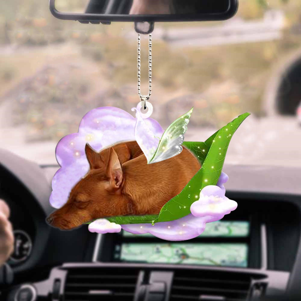 Miniature Pinscher-Sleep On Fallen Leaves-Two Sided Ornament