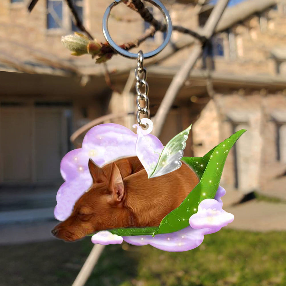 Miniature Pinscher-Sleep On Fallen Leaves Flat Acrylic Keychain