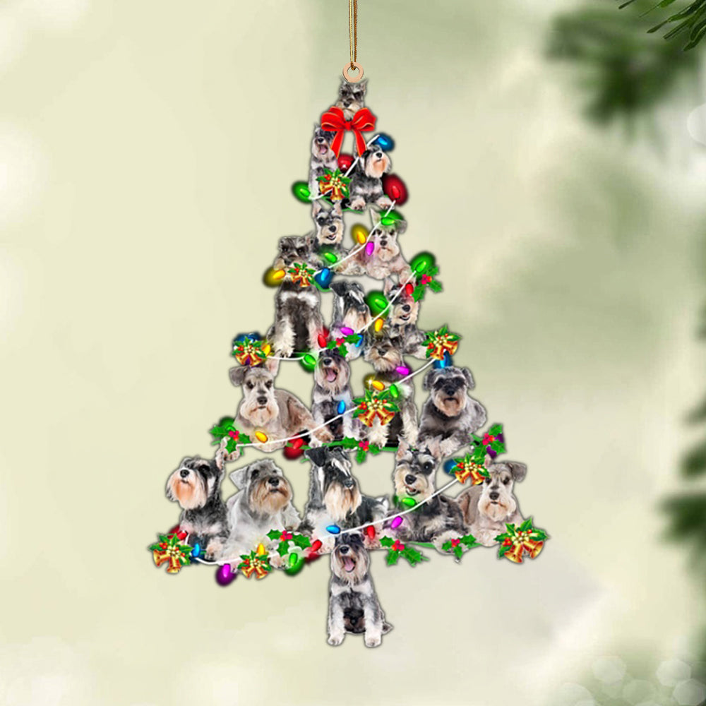 Miniature Schnauzer-Christmas Tree Lights-Two Sided Ornament