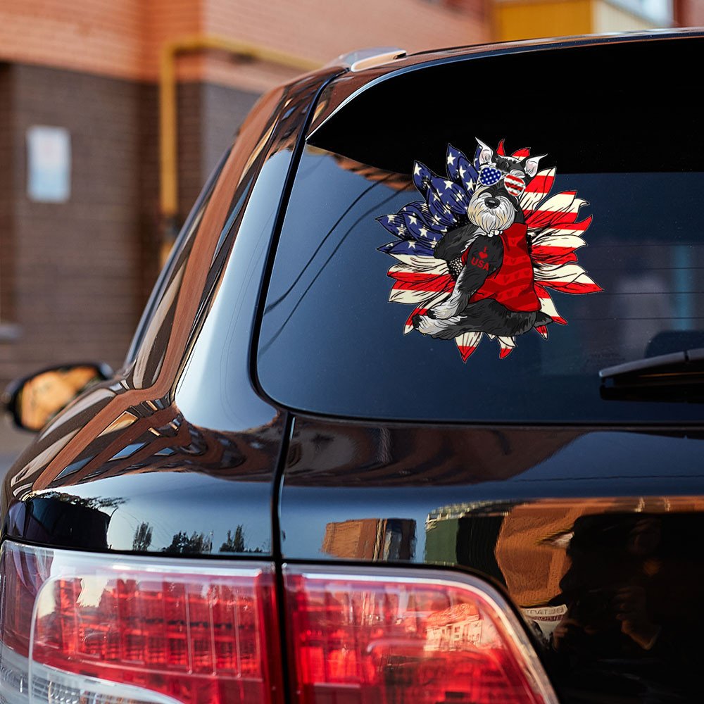 Miniature Schnauzer Happy Independence Day Car Sticker