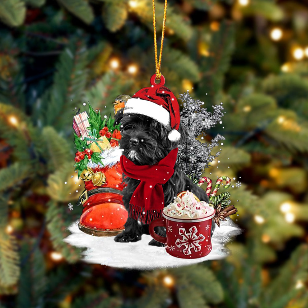 Morkie(BLACK)-Winter Cup-Two Sided Ornament