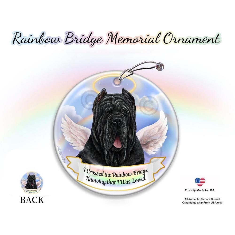 Rainbow Bridge Memorial-Neapolitan Mastiff Black Cropped Porcelain Hanging Ornament