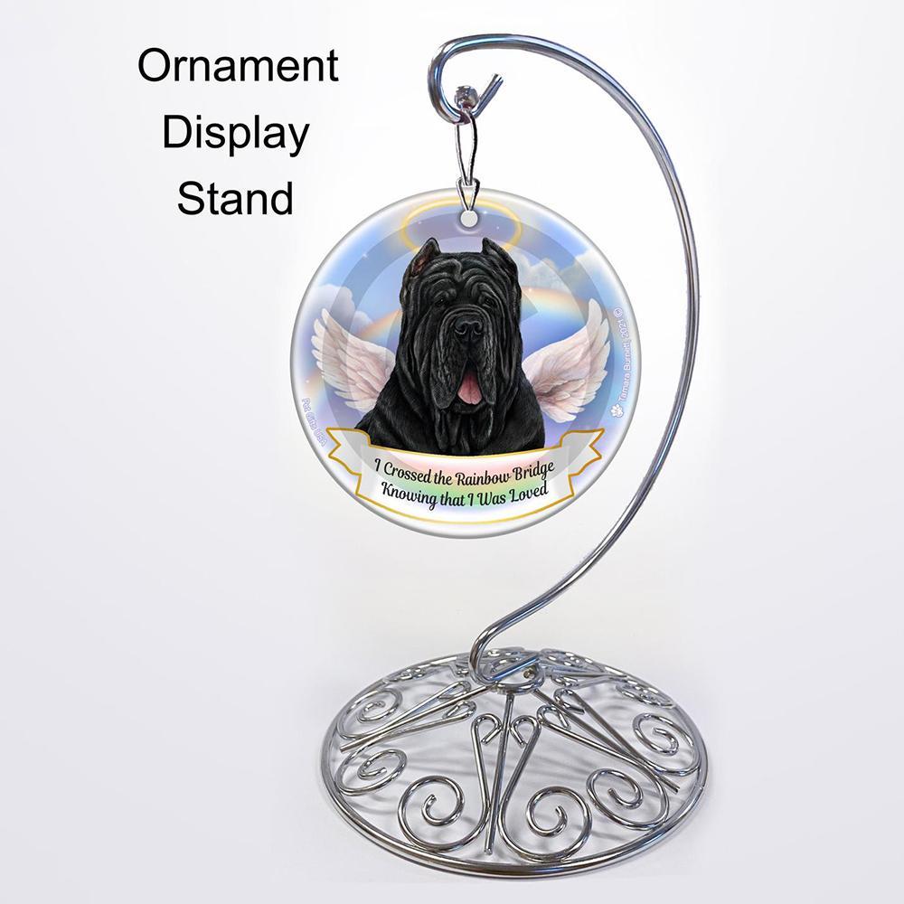 Rainbow Bridge Memorial-Neapolitan Mastiff Black Cropped Porcelain Hanging Ornament