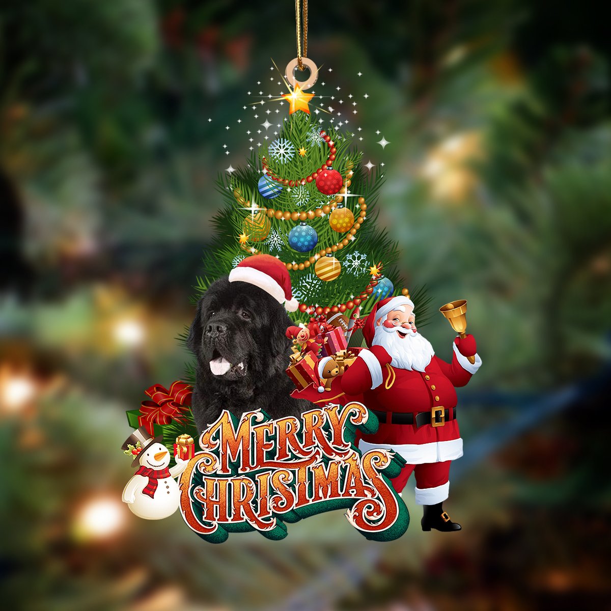 Newfoundland-Christmas Tree&amp;Dog Hanging Ornament