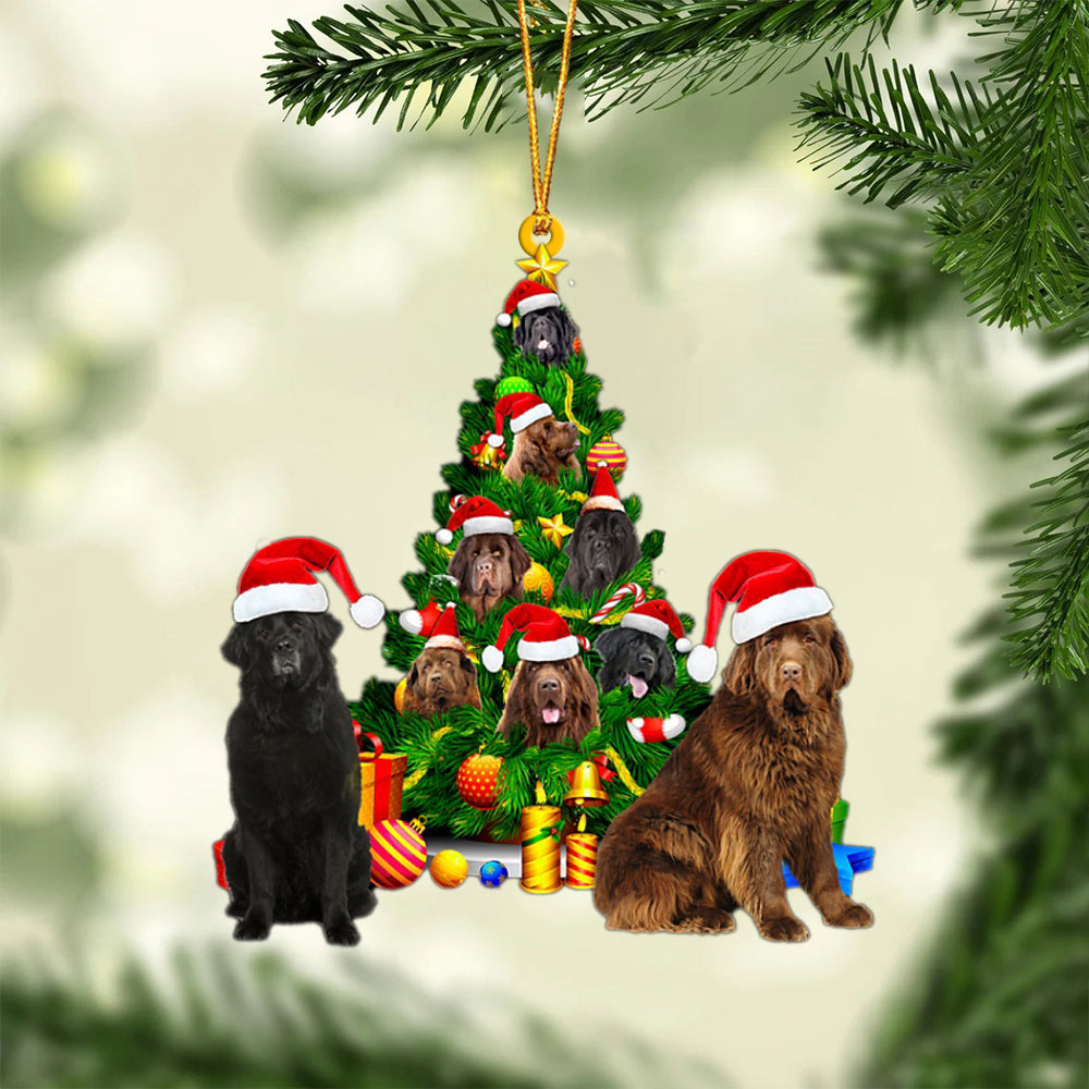 Newfoundland-Xmas Tree&amp;Dog-Two Sided Ornament