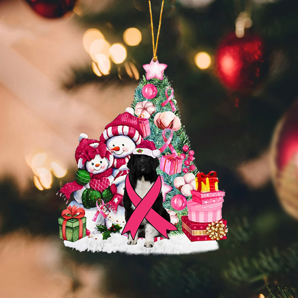 Newfoundland 1-Christmas in Pink-Two Sided Ornament