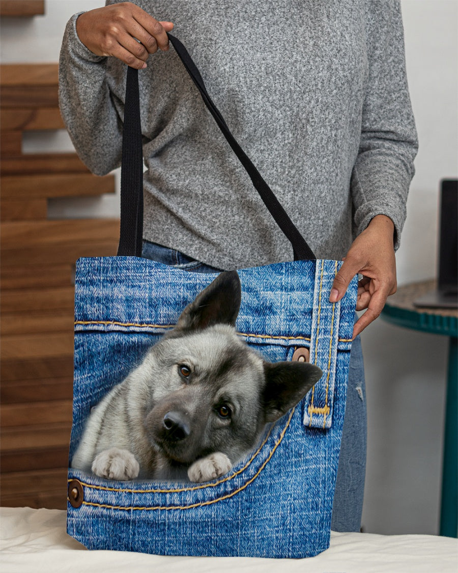 Norwegian Elkhound-in pocket-Cloth Tote Bag
