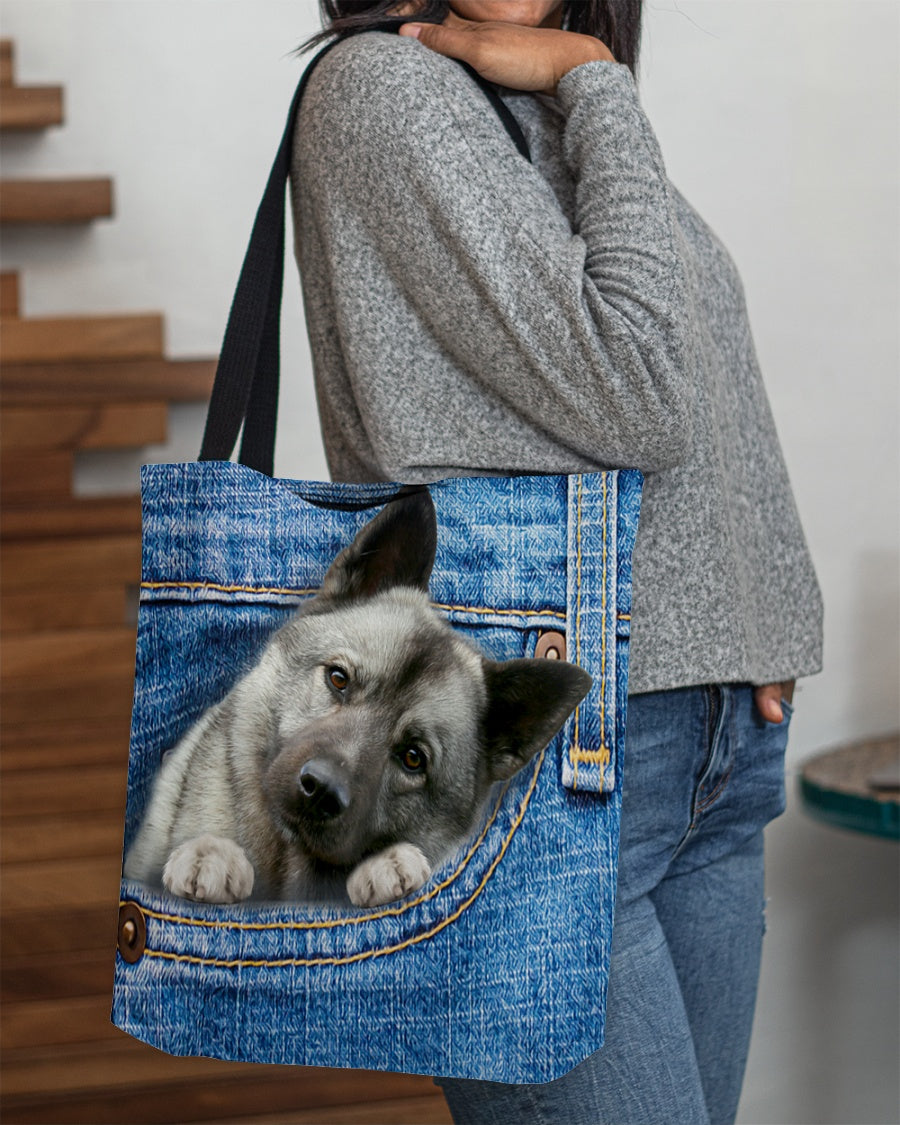 Norwegian Elkhound-in pocket-Cloth Tote Bag