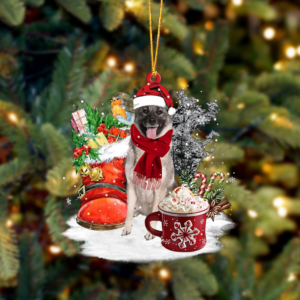 Norwegian Elkhound-Winter Cup-Two Sided Ornament