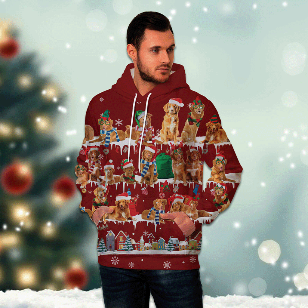 Nova Scotia Duck Tolling Retriever - Snow Christmas - 3D Hoodie