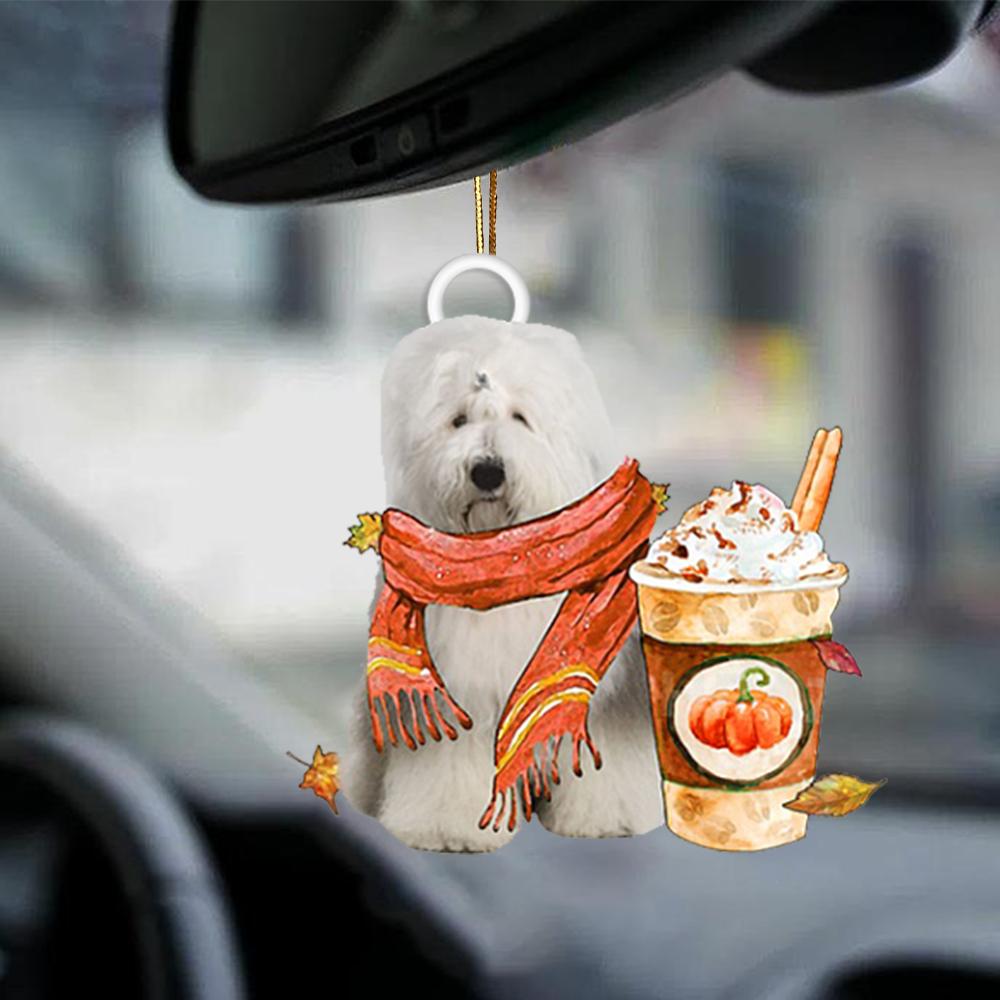 Old English Sheepdog-Pumpkin Spice Kinda-Two Sided Ornament