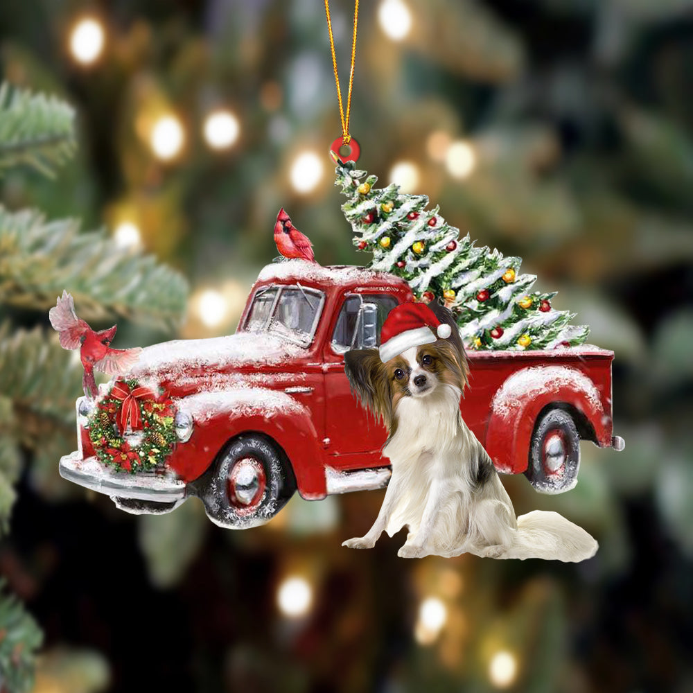 Papillon-Cardinal &amp; Truck Two Sided Ornament