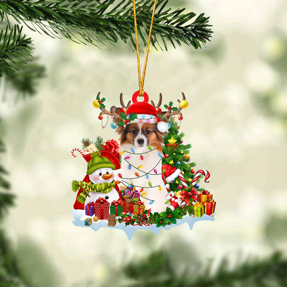 Papillon-Elk &amp; Snowman-Two Sided Ornament