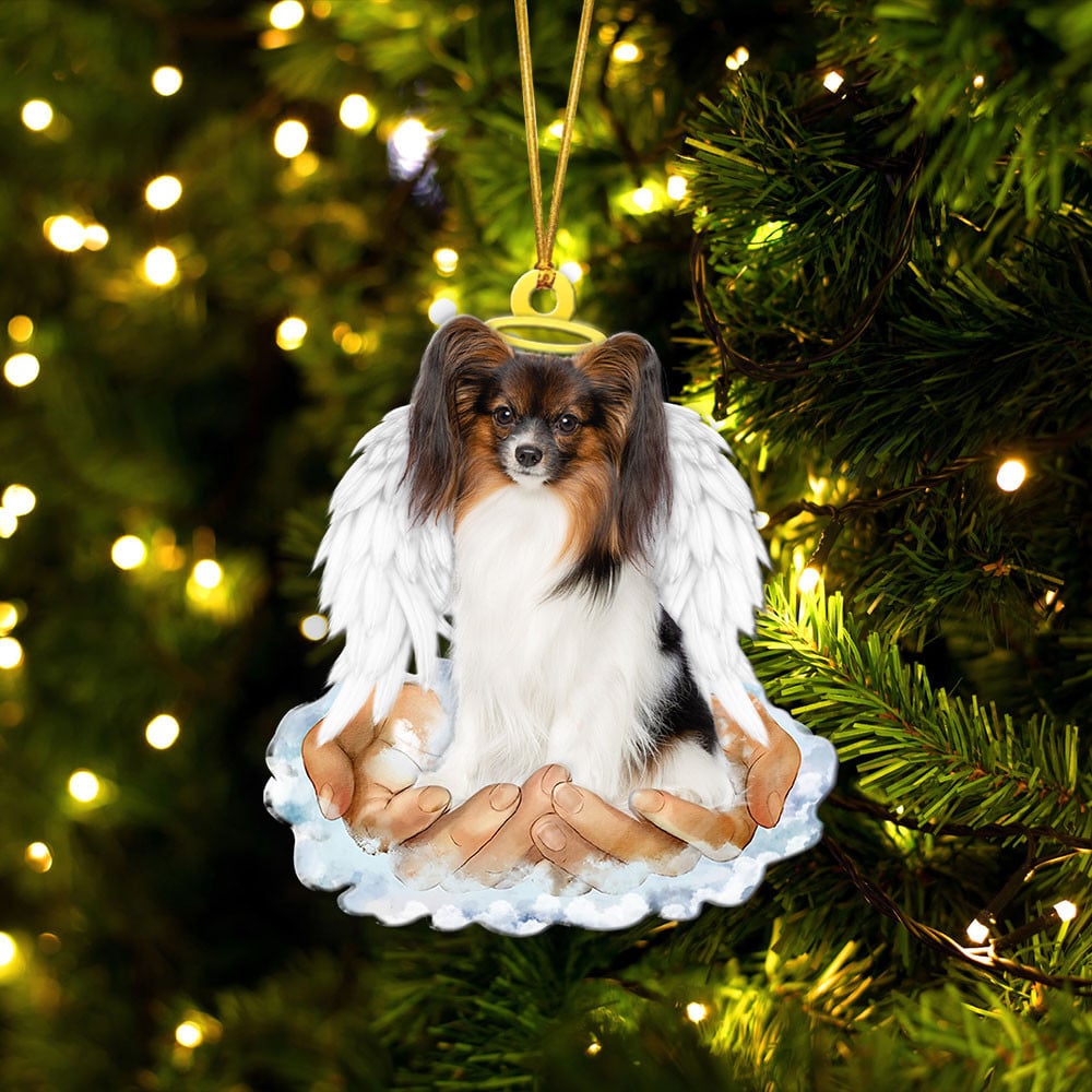 Papillon Dog-In The Hands Of God Xmas-Two Sided Ornament