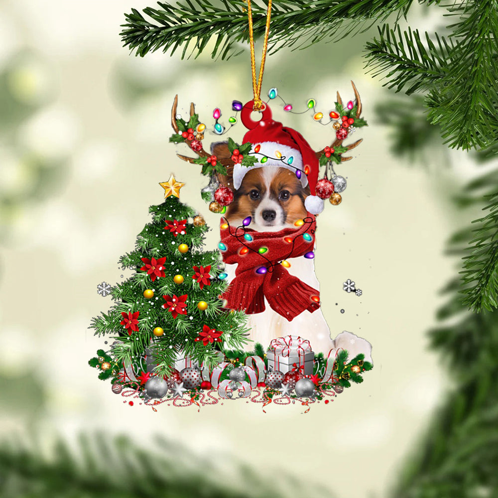 Papillon-Reindeer Christmas-Two Sided Ornament