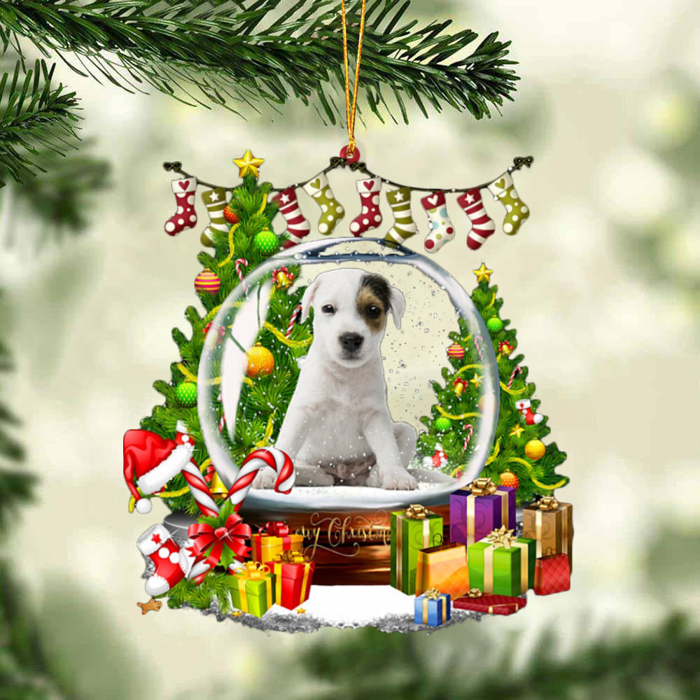 Parson Russell Terrier-Christmas Crystal Box Dog-Two Sided Ornament