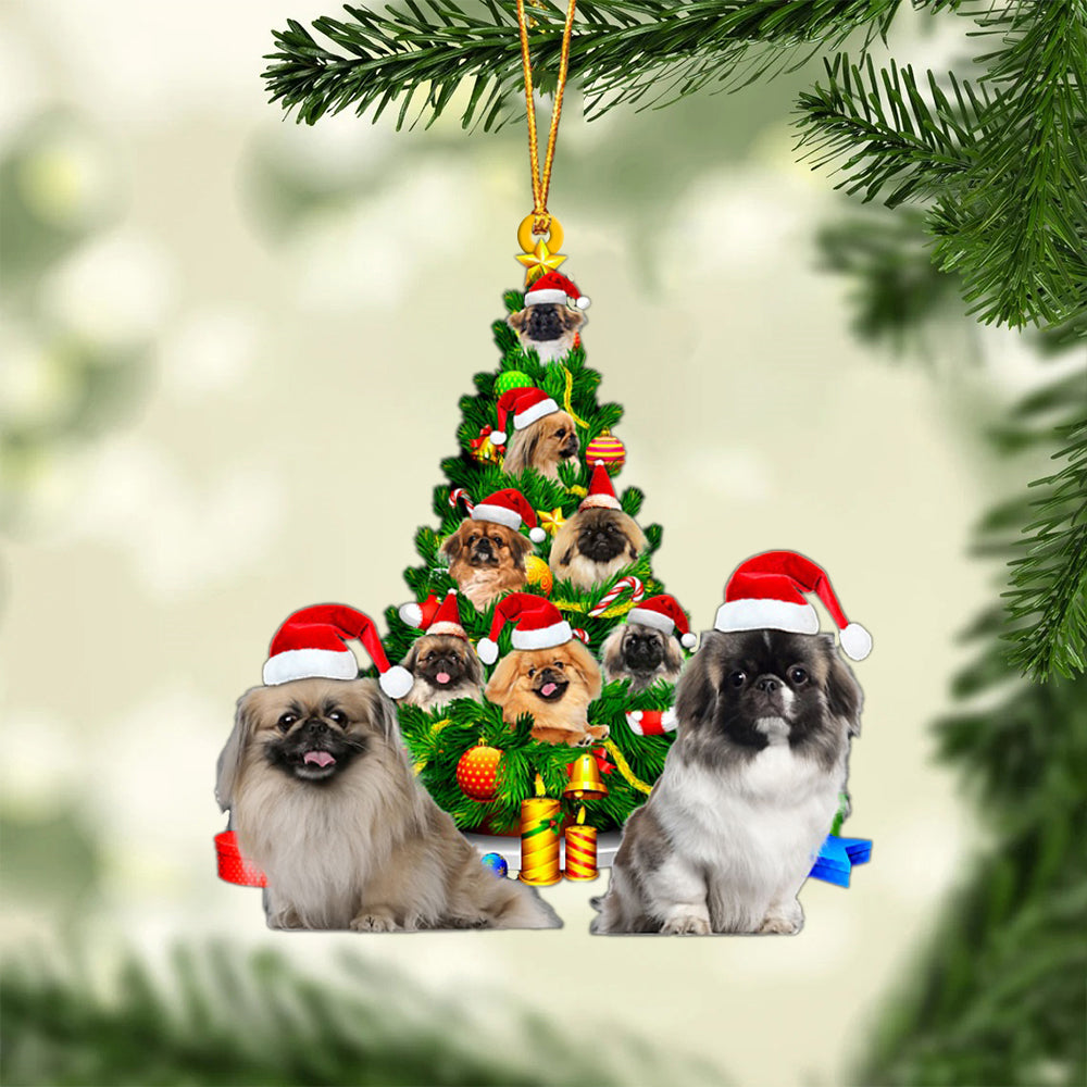 Pekingese-Xmas Tree&amp;Dog-Two Sided Ornament