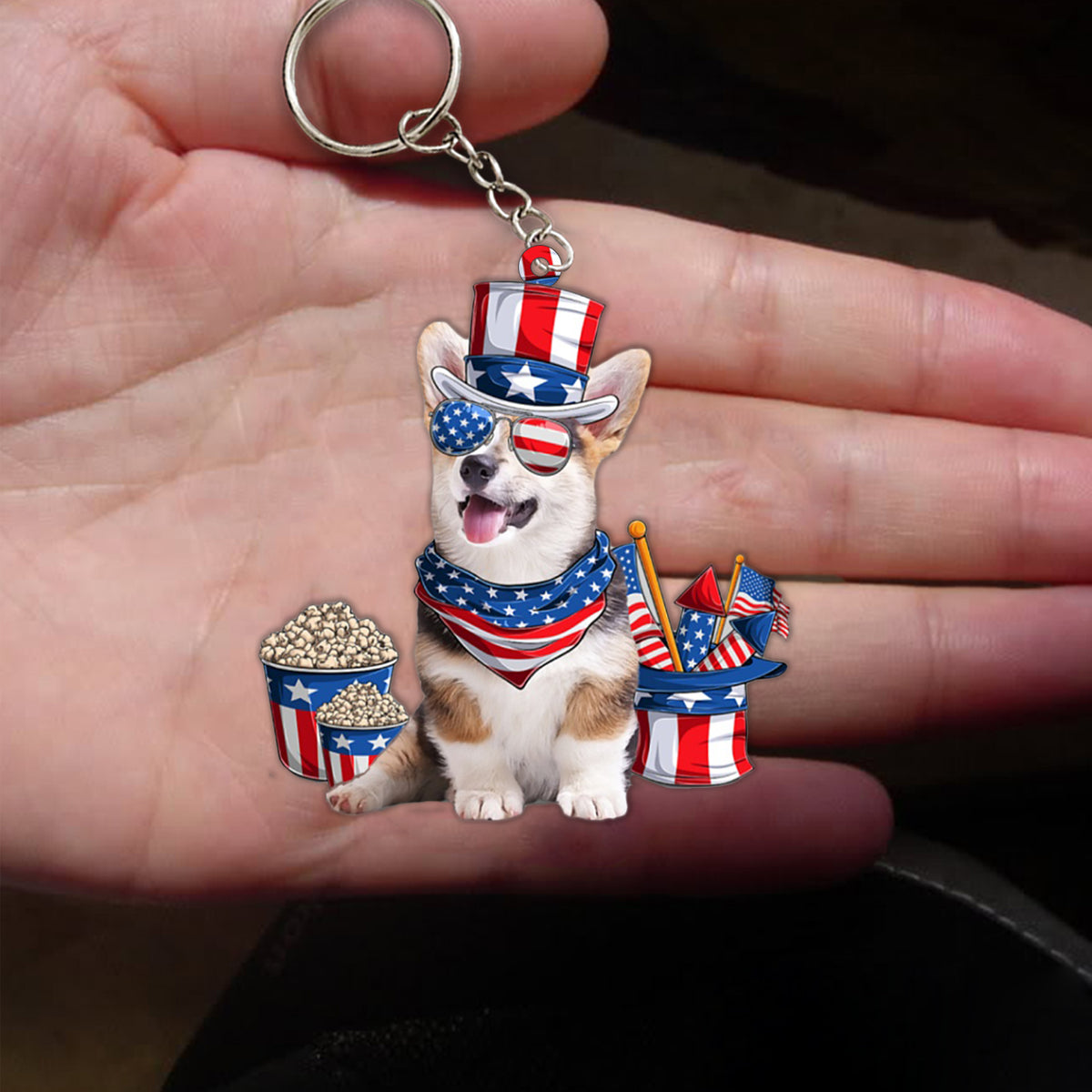 Pembroke Welsh Corgi 1-July Stuff Flat Acrylic Keychain