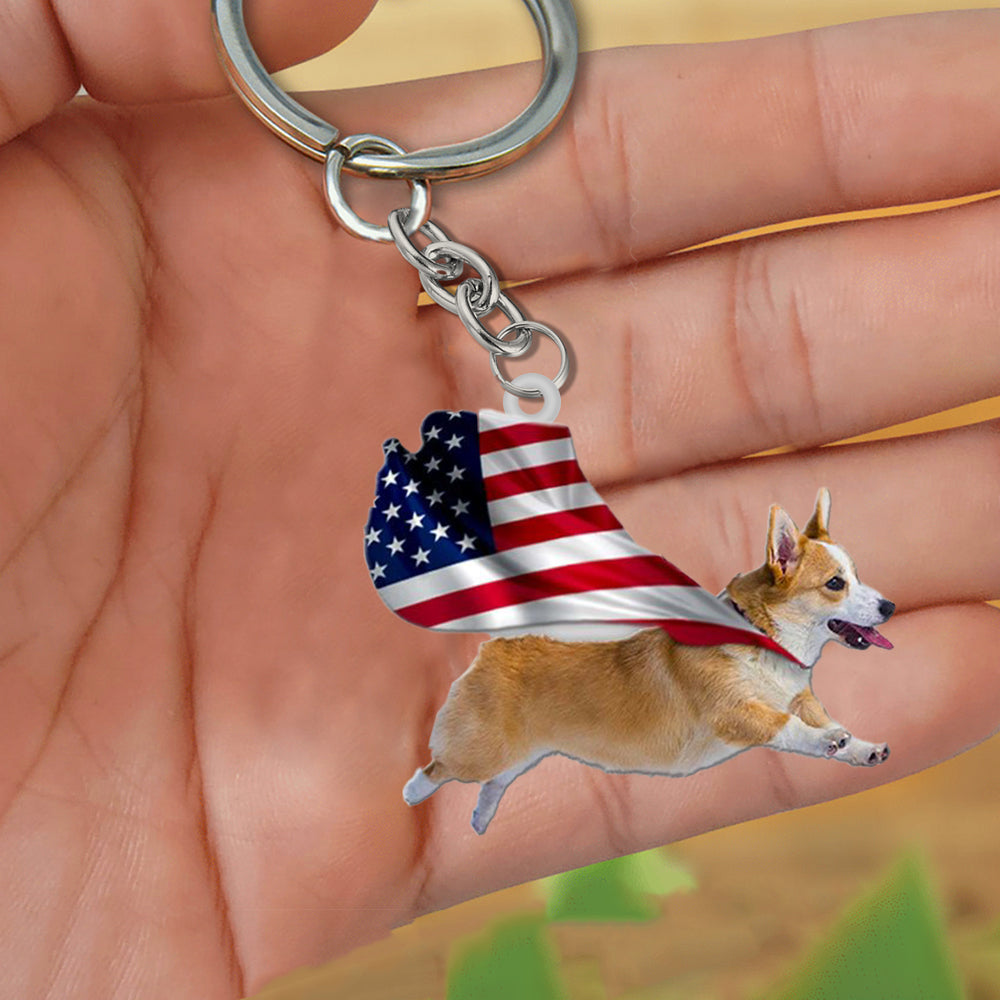Pembroke Welsh Corgi-Happy Independence Day Flat Acrylic Keychain