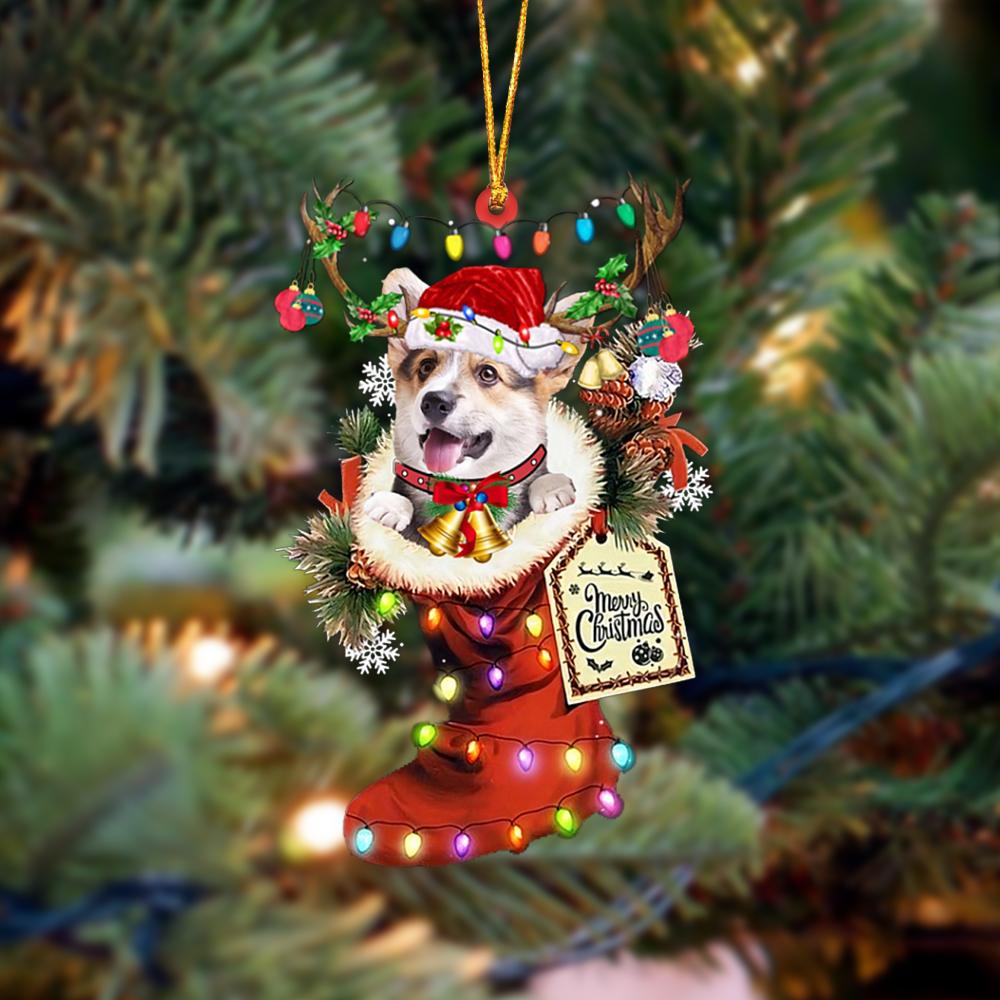 Pembroke Welsh Corgi 1-Xmas Boot-Two Sided Ornament
