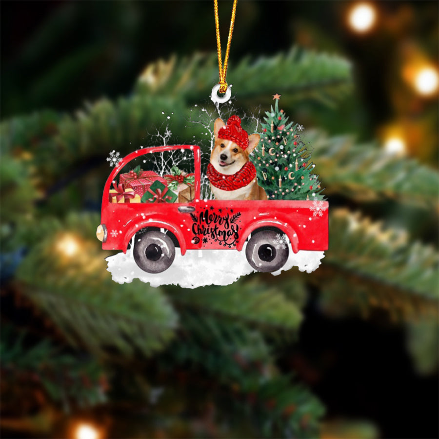 Pembroke Welsh Corgi 2-Xmas Truck-Two Sided Ornament
