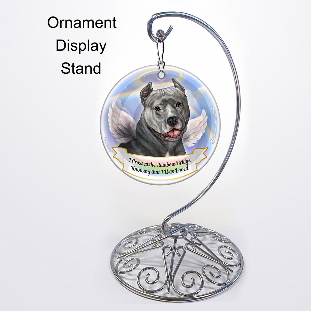 Rainbow Bridge Memorial-Pit Bull Blue Cropped Hanging Ornament