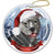 PitBull (Uncropped Blue) Santa Hat Porcelain Christmas Ornament