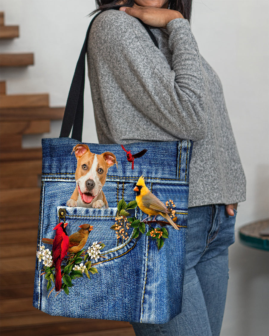 Pitbull-Cardinal &amp; Dog Cloth Tote Bag