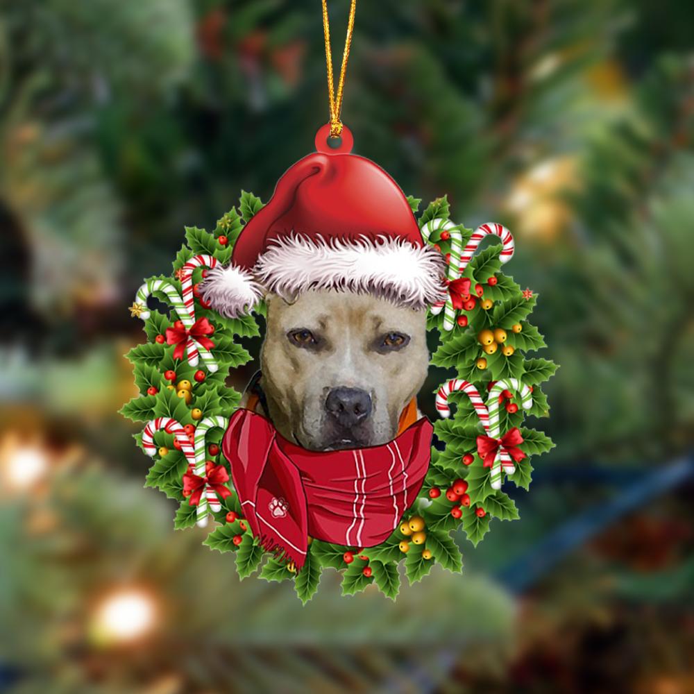 Pitbull 1-Xmas Bandana Hanging Ornament