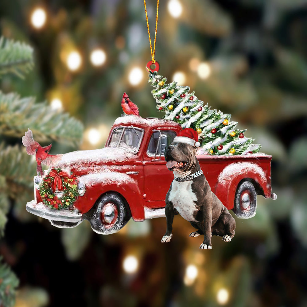 Pitbull 2-Cardinal &amp; Truck Two Sided Ornament