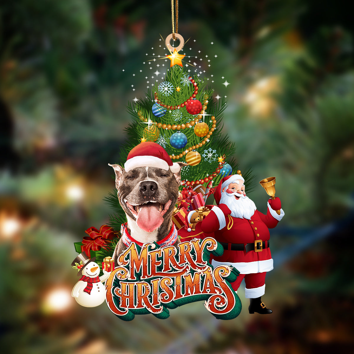Pitbull 2-Christmas Tree&amp;Dog Hanging Ornament