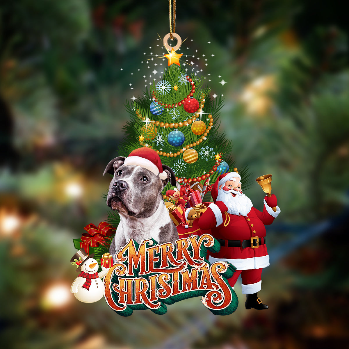 Pitbull 4-Christmas Tree&amp;Dog Hanging Ornament