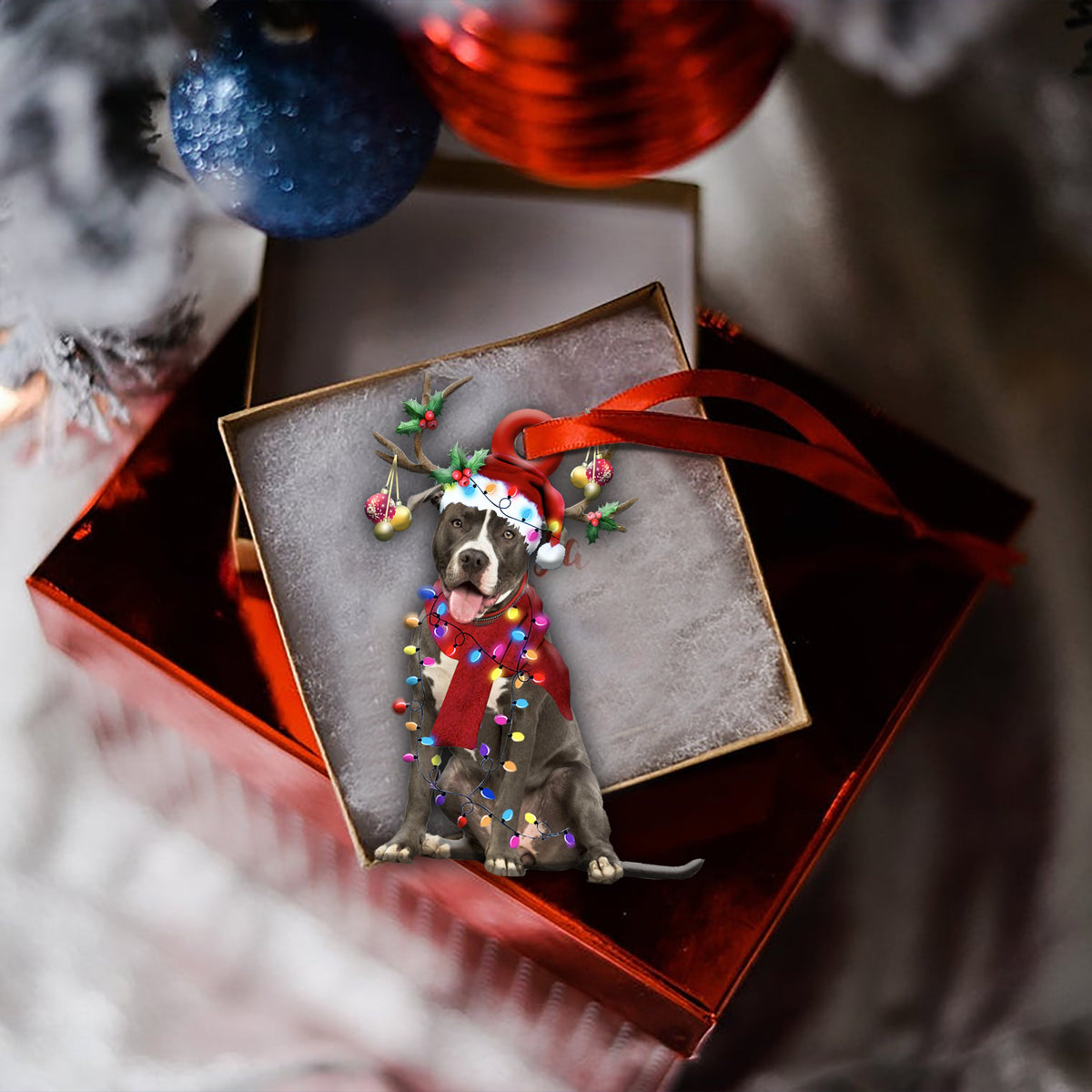 Pitbull Christmas Shape Ornament