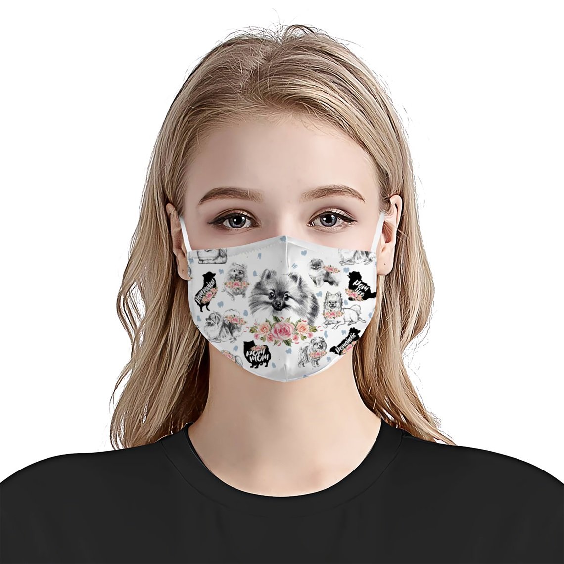 Pomeranian Floral Vintage EZ07 1906 Face Mask