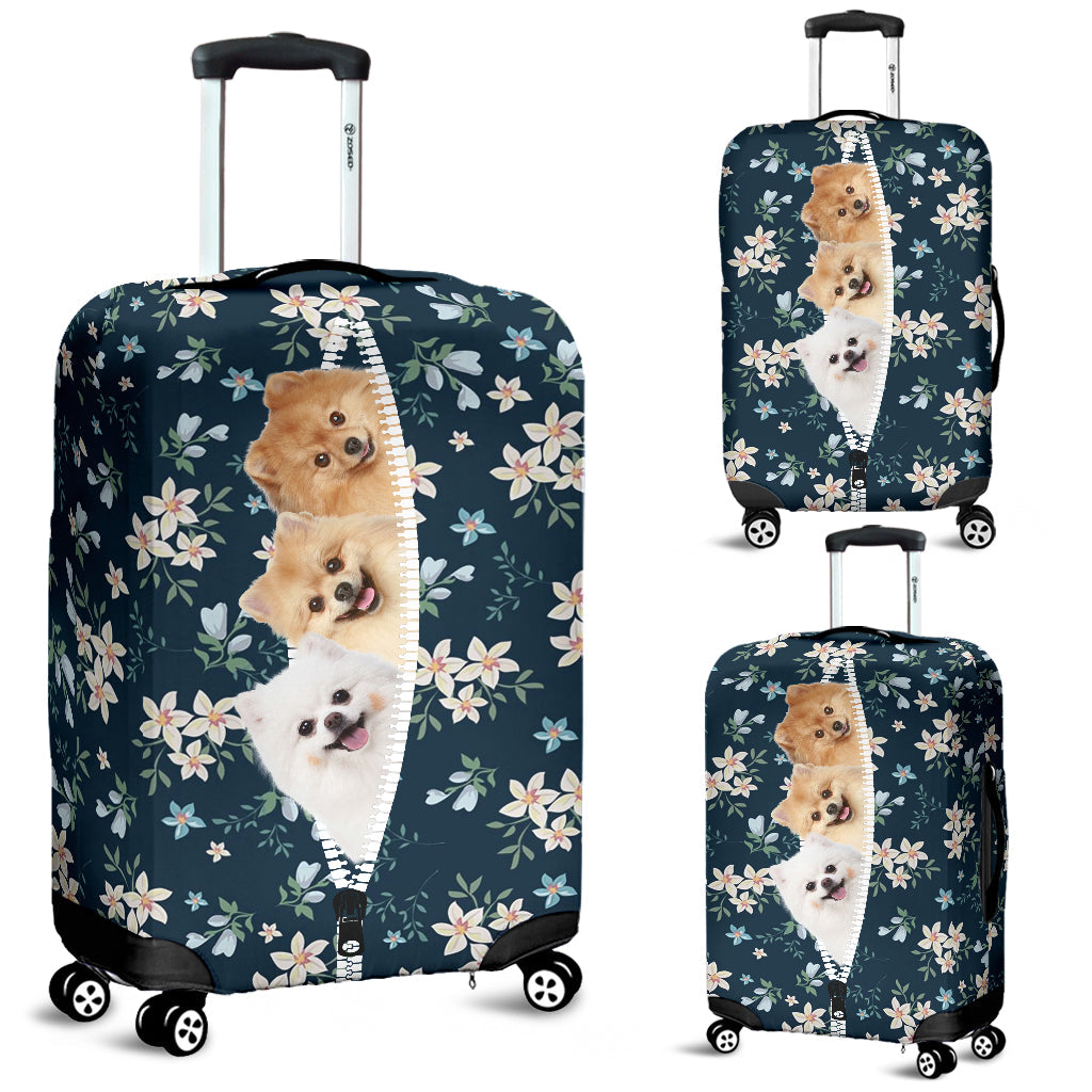 Pomeranian-Flowers-Luggage covers