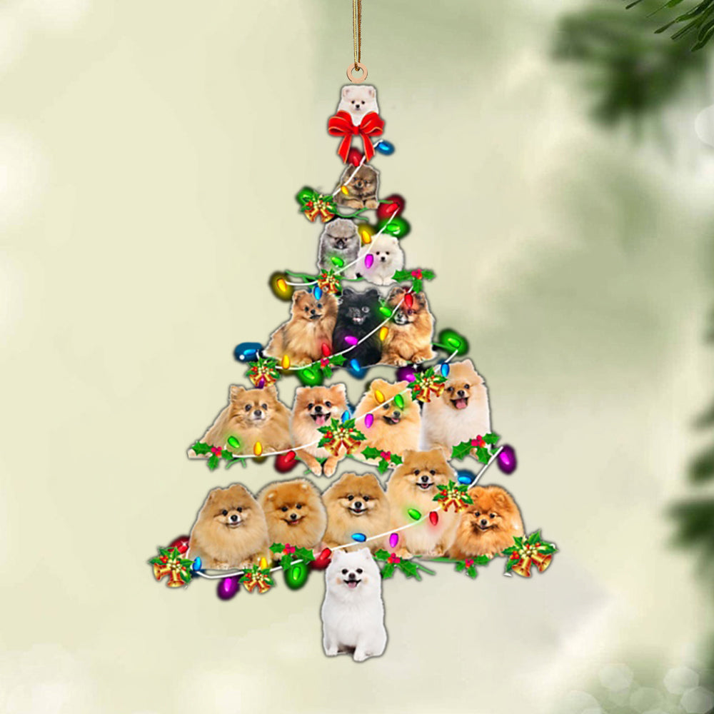 Pomeranian-Christmas Tree Lights-Two Sided Ornament