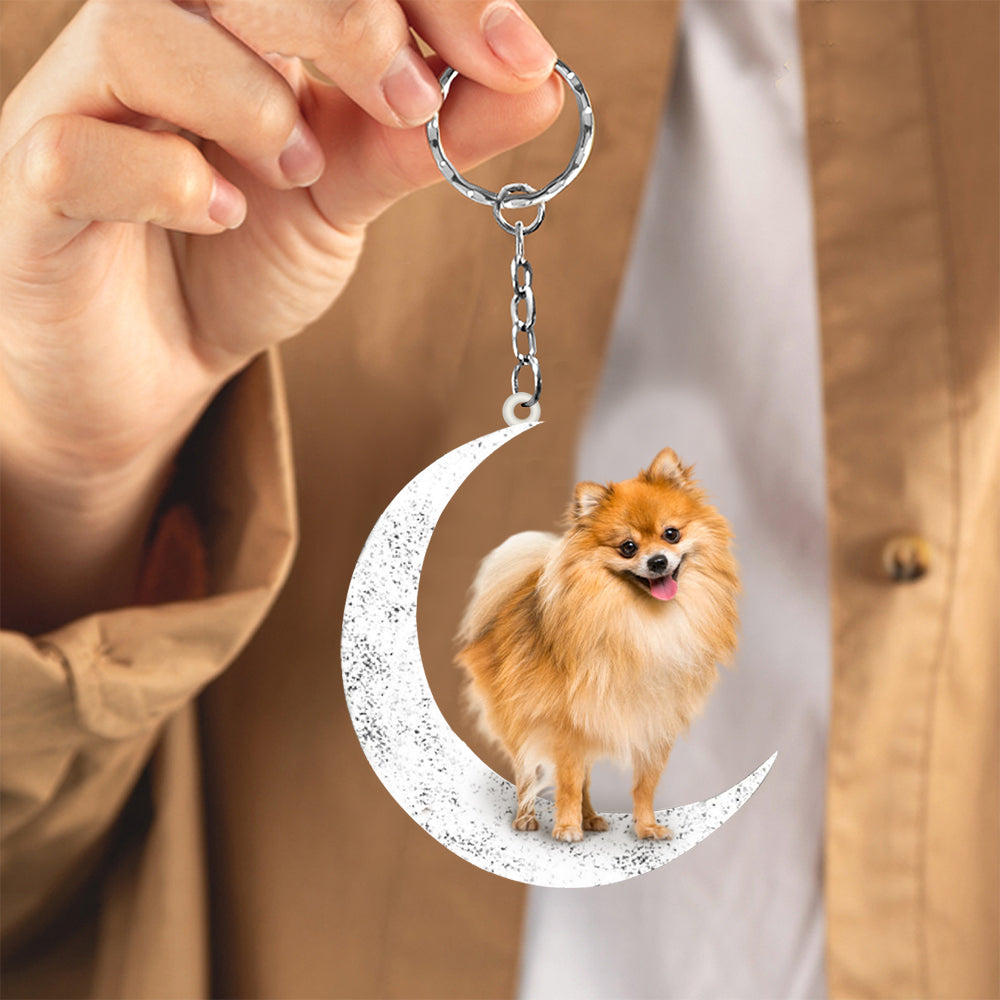 Pomeranian-Sit On The Moon Keychain
