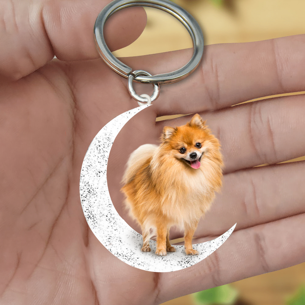 Pomeranian-Sit On The Moon Keychain