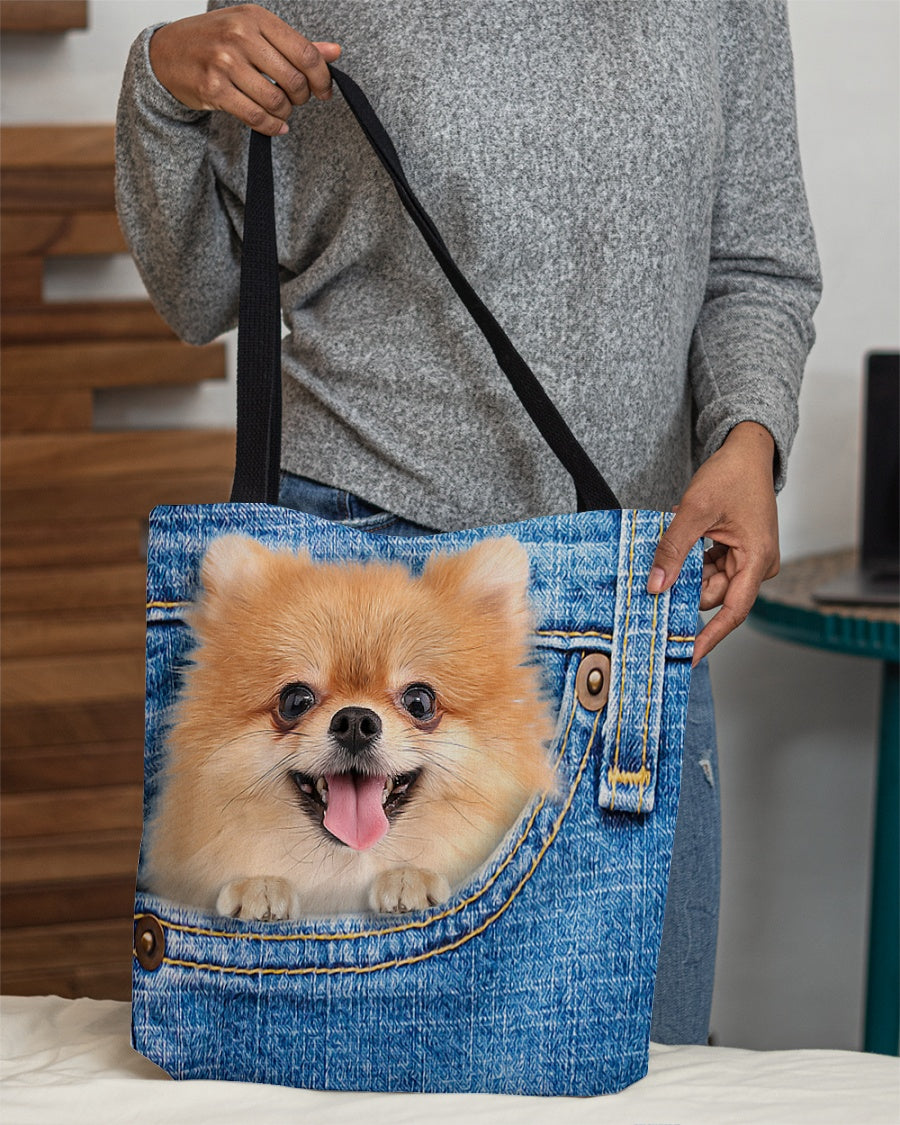 Pomeranian-in pocket-Cloth Tote Bag