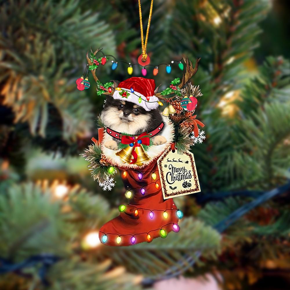 Pomeranian 1-Xmas Boot-Two Sided Ornament