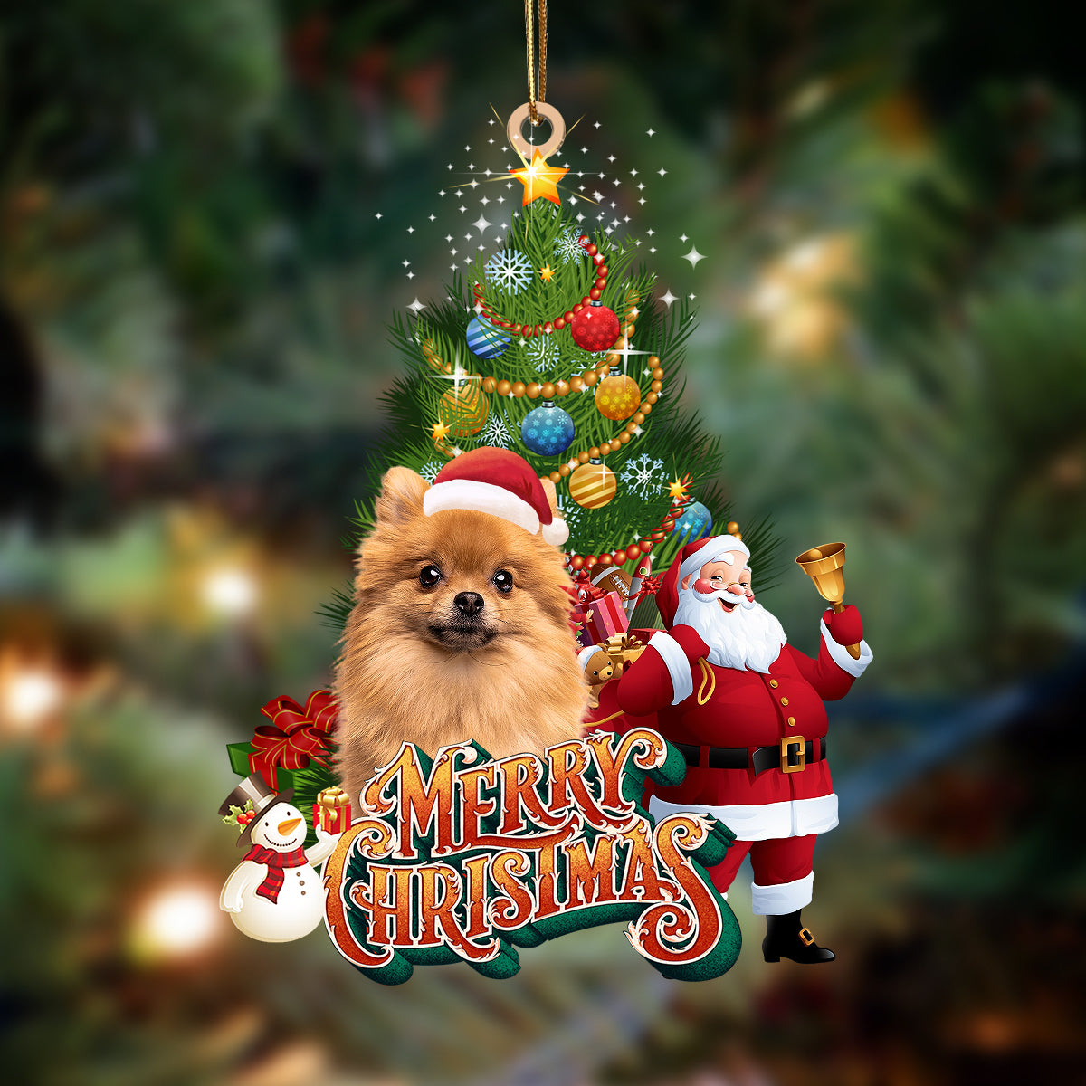 Pomeranian 2-Christmas Tree&amp;Dog Hanging Ornament