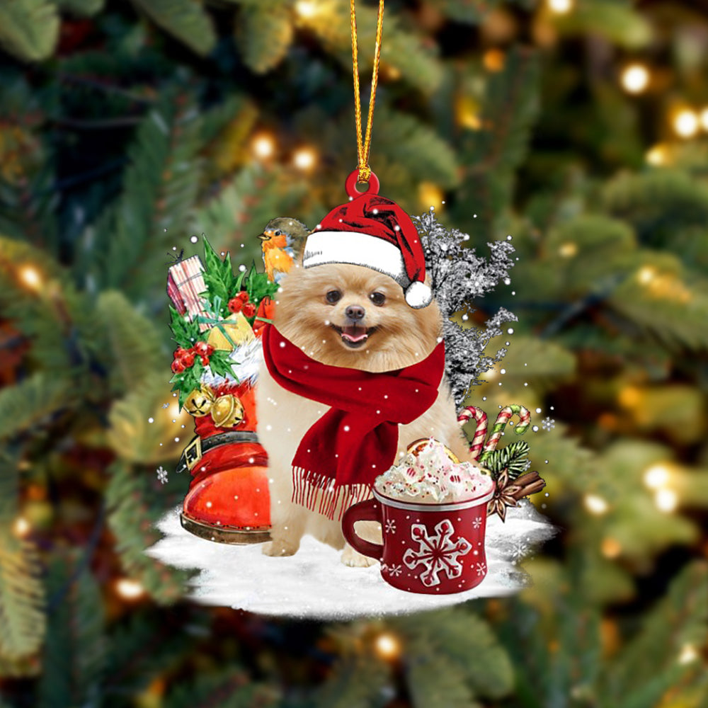 Pomeranian-Winter Cup-Two Sided Ornament