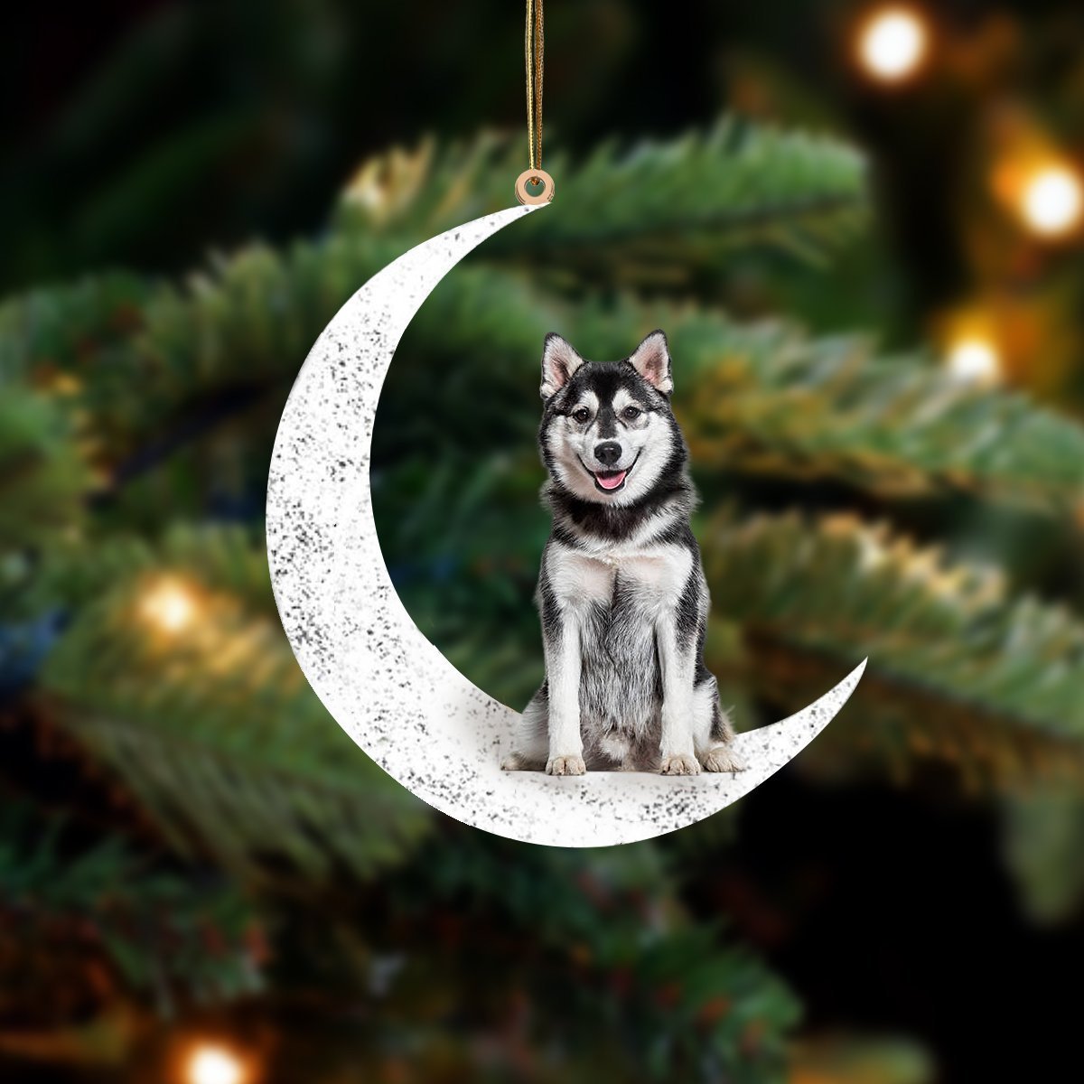 Pomsky-Sit On The Moon-Two Sided Ornament