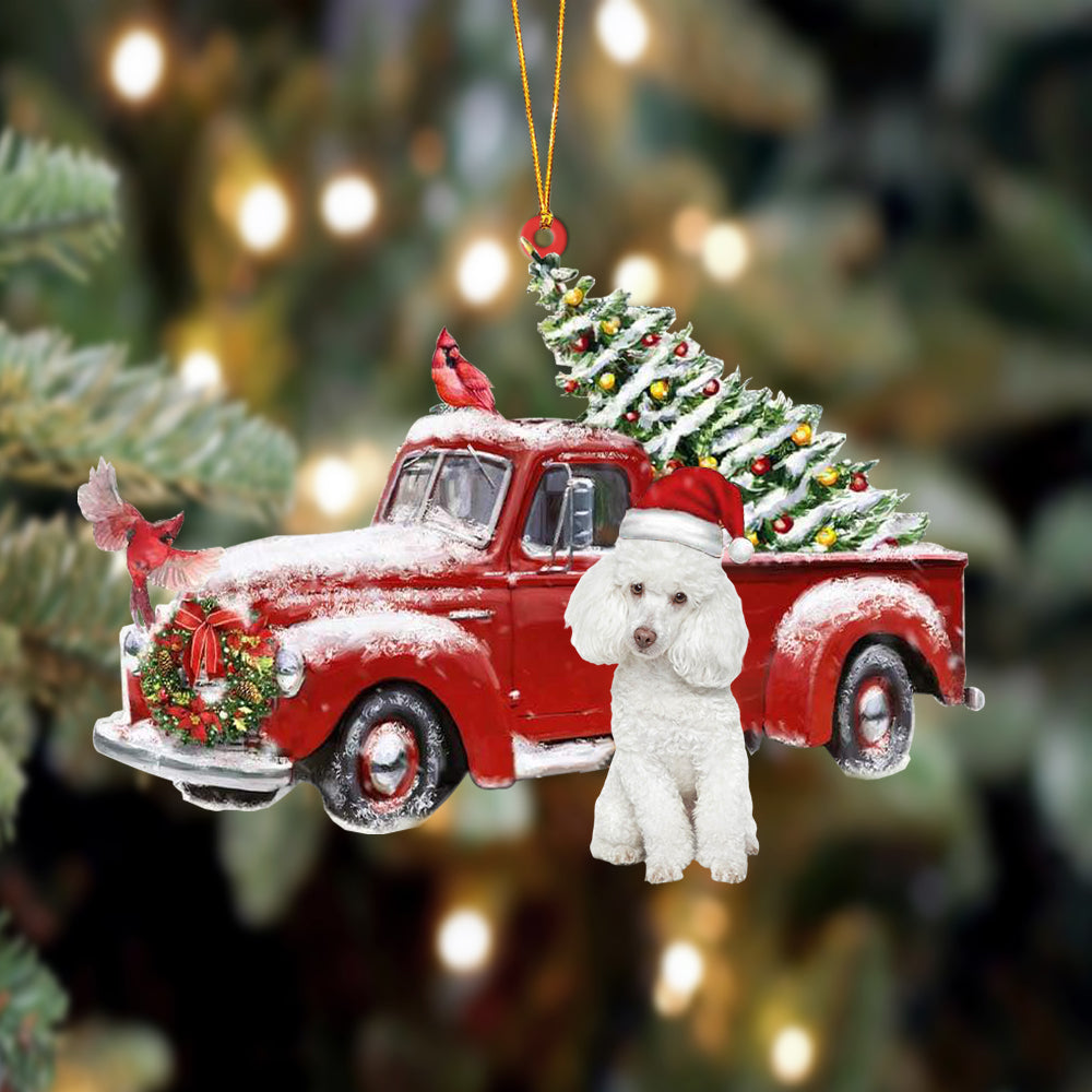 Poodle-Cardinal & Truck Two Sided Ornament