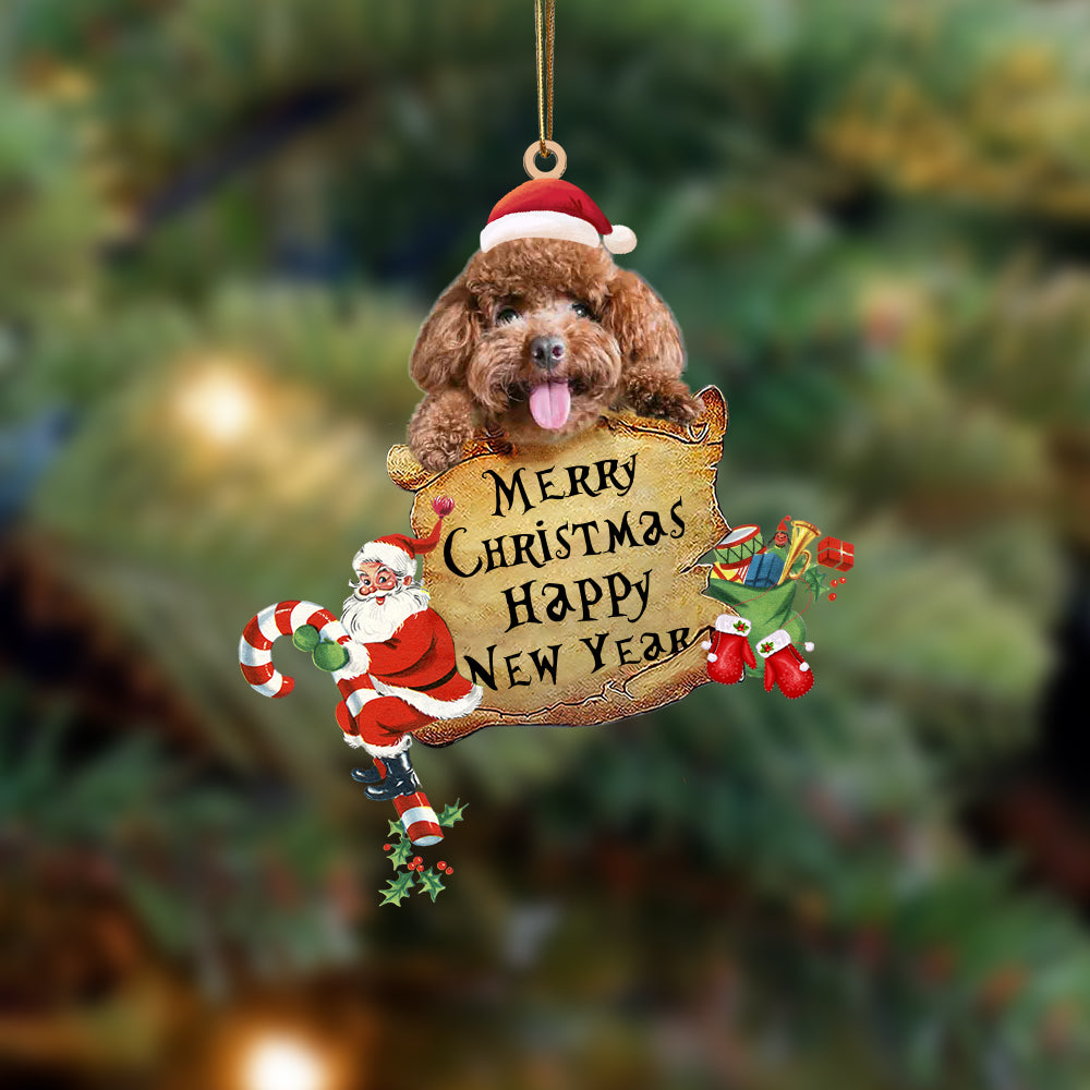 Poodle-Christams &amp; New Year Two Sided Ornament