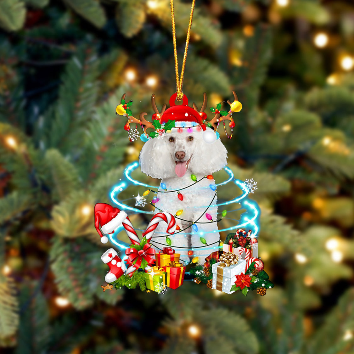 Poodle-Christmas Candy&amp;Gift-Two Sided Ornament